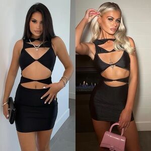 Fashion Nova Black Backless Cut-Out Dress
